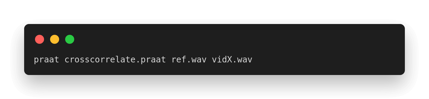 Determine The Offset With the following bash command you will be able to print out the offset value of the audio with respect to the reference audio. 